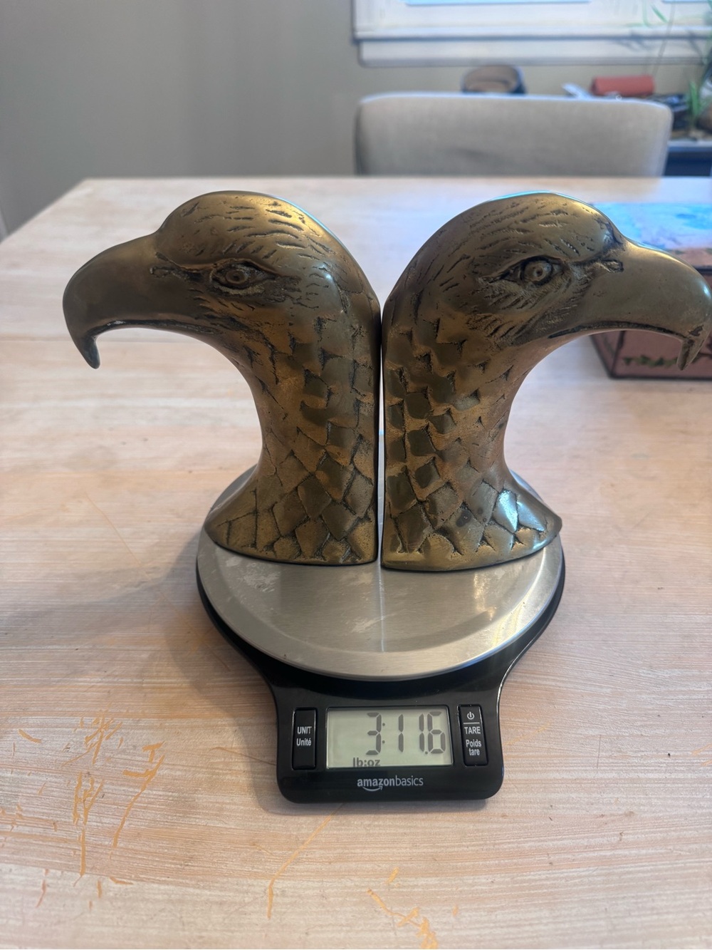 Vintage Brass Bald Eagle Head Bookends - Picture 5 of 6